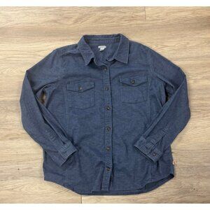 Carhartt Large 16-18 Button Up Dark Blue Flannel Shirt